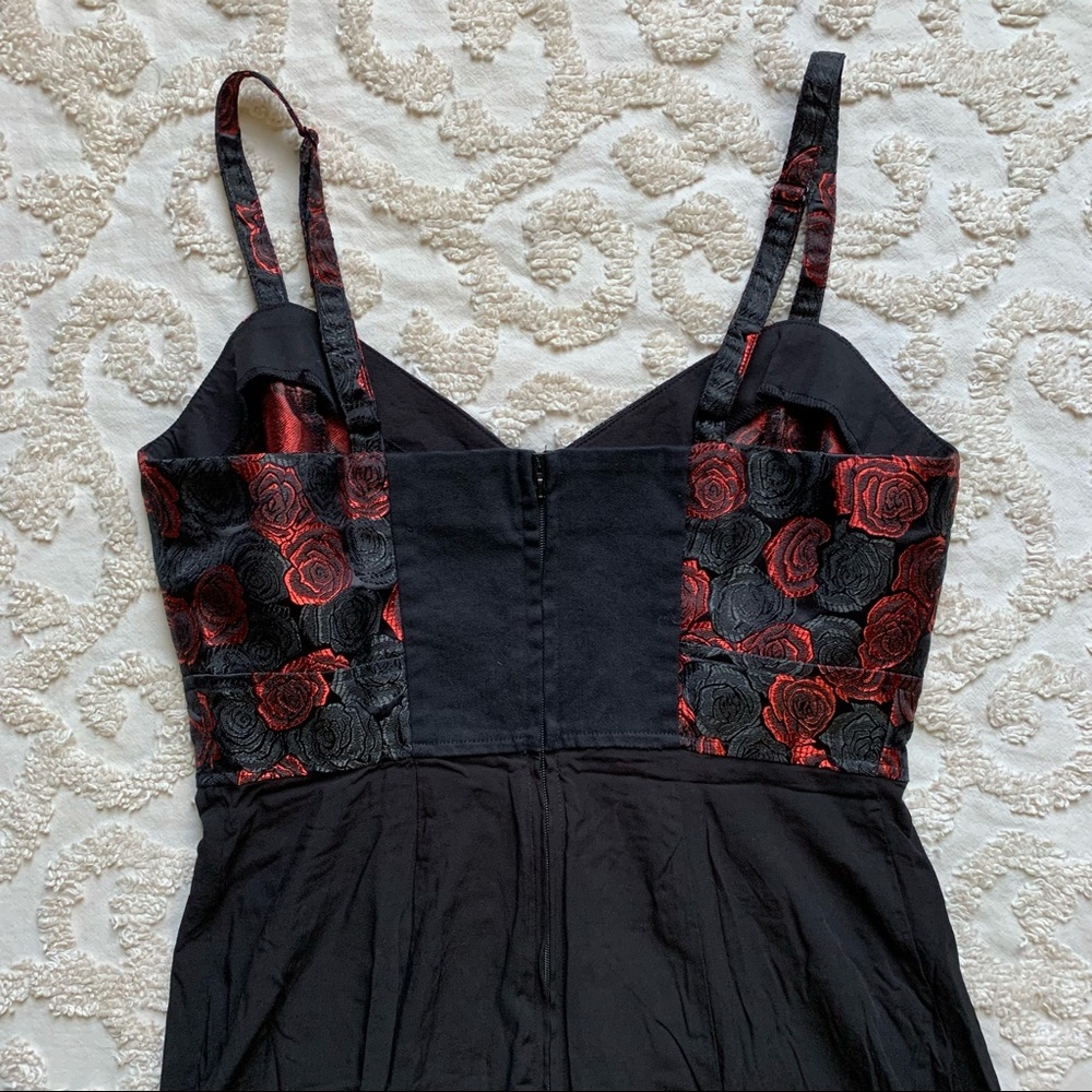 Royal Bones Red Black Rose Dress medium - Picture 10 of 15